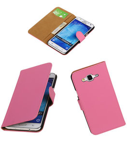 Hoesje voor Samsung Galaxy J7 2015 Effen Booktype Wallet Roze