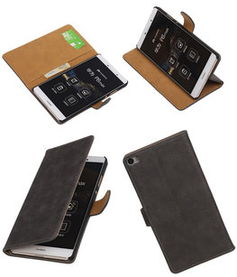 Hoesje voor Huawei P8 Max Bark Hout Booktype Wallet Grijs Hoesje voor Huawei P8 Max Bark Hout Booktype Wallet Grijs