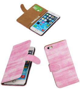 Hoesje voor Apple iPhone 6 Plus Booktype Wallet Mini Slang Roze