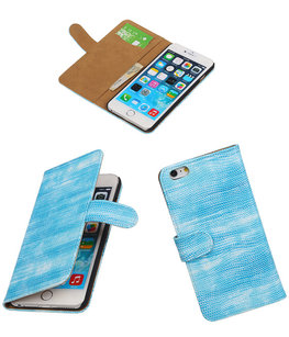 Hoesje voor Apple iPhone 6 Plus Booktype Wallet Mini Slang Blauw