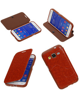 Bestcases Bruin TPU Booktype Motief Hoesje voor Samsung Galaxy Grand Neo