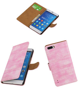 Hoesje voor Huawei Honor 6 Plus Booktype Wallet Mini Slang Roze