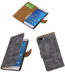 Hoesje voor Huawei Honor 6 Plus Booktype Wallet Mini Slang Grijs