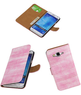 Hoesje voor Samsung Galaxy J5 2015 Booktype Wallet Mini Slang Roze