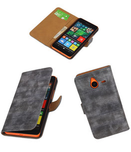 Hoesje voor Microsoft Lumia 640 XL Booktype Wallet Mini Slang Grijs