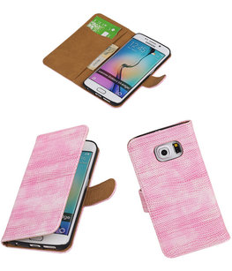 Hoesje voor Samsung Galaxy S6 Edge Booktype Wallet Mini Slang Roze Hoesje voor Samsung Galaxy S6 Edge Booktype Wallet Mini Slang Roze