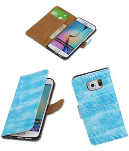 Hoesje voor Samsung Galaxy S6 Edge Booktype Wallet Mini Slang Blauw Hoesje voor Samsung Galaxy S6 Edge Booktype Wallet Mini Slang Blauw