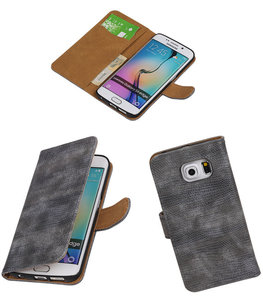 Hoesje voor Samsung Galaxy S6 Edge Booktype Wallet Mini Slang Grijs Hoesje voor Samsung Galaxy S6 Edge Booktype Wallet Mini Slang Grijs