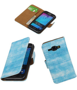 Hoesje voor Samsung Galaxy J1 2015 Booktype Wallet Mini Slang Blauw Hoesje voor Samsung Galaxy J1 2015 Booktype Wallet Mini Slang Blauw