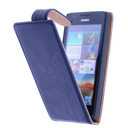 Polar Echt Lederen Navy Blue Hoesje voor HTC Desire 500 Flipcase