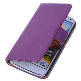 Polar Echt Lederen Lila Hoesje voor Huawei Ascend G610 Bookstyle Wallet