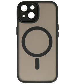 Mat-Transparent met Camera Beschermer Magsafe Case voor iPhone 15 Plus Zwart Mat-Transparent met Camera Beschermer Magsafe Case voor iPhone 15 Plus Zwart