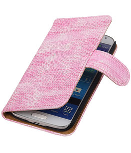 Hoesje voor Samsung Galaxy S4 Bookstyle - Mini Slang Roze Hoesje voor Samsung Galaxy S4 Bookstyle - Mini Slang Roze