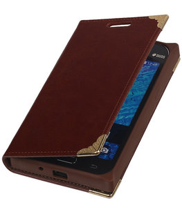 Hoesje voor Samsung Galaxy J1 2015 - Bruin TPU Map Bookstyle Hoesje voor Samsung Galaxy J1 2015 - Bruin TPU Map Bookstyle