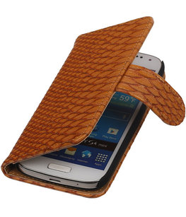 Bestcases Slang Bruin Hoesje voor Samsung Galaxy S4 Mini Bookcase Cover Bestcases Slang Bruin Hoesje voor Samsung Galaxy S4 Mini Bookcase Cover