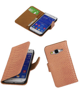 Hoesje voor Samsung Galaxy Core Prime - Slangen Roze Bookstyle Hoesje voor Samsung Galaxy Core Prime - Slangen Roze Bookstyle