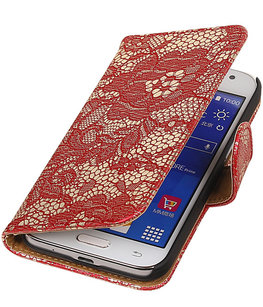 Hoesje voor Samsung Galaxy J2 2015 - Rood Lace Booktype Wallet