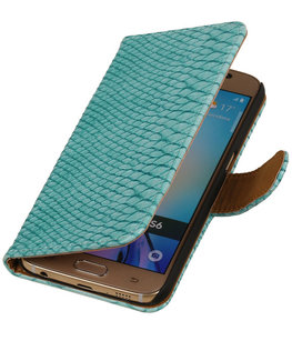 Hoesje voor Samsung Galaxy J2 2015 - Slang Turquoise Bookstyle Wallet