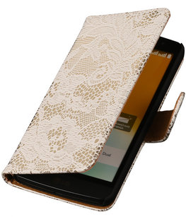 Hoesje voor LG Nexus 5X - Lace Wit Booktype Wallet Hoesje voor LG Nexus 5X - Lace Wit Booktype Wallet