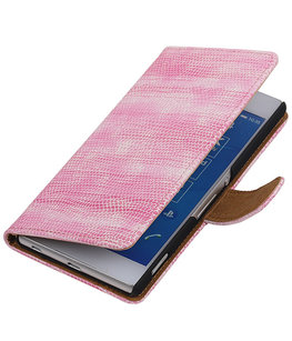 Hoesje voor LG Nexus 5X - Mini Slang Roze Booktype Wallet Hoesje voor LG Nexus 5X - Mini Slang Roze Booktype Wallet