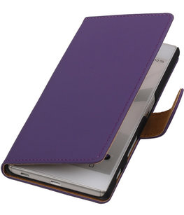 Hoesje voor Sony Xperia C5 Ultra - Effen Paars Booktype Wallet