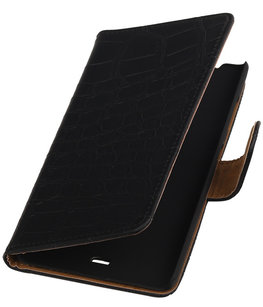 Hoesje voor Microsoft Lumia 540 Croco Booktype Wallet Zwart