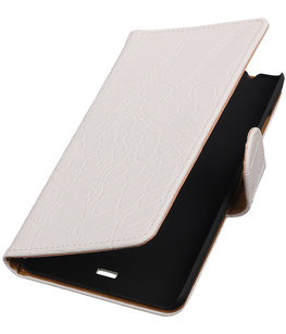 Hoesje voor Microsoft Lumia 540 Croco Booktype Wallet Wit