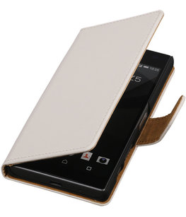 Hoesje voor Sony Xperia Z5 Compact - Effen Wit Booktype Wallet