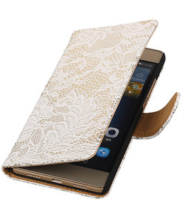 Hoesje voor Huawei Ascend P7 - Lace Wit Booktype Wallet