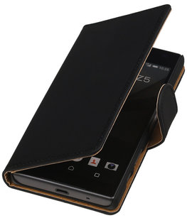 Hoesje voor Sony Xperia Z5 Compact - Effen Zwart Booktype Wallet