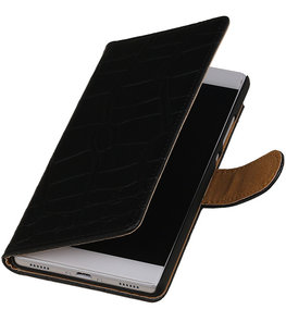 Hoesje voor Huawei Ascend G6 4G - Krokodil Zwart Booktype Wallet