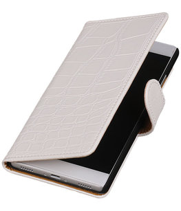 Hoesje voor Huawei Ascend G6 4G - Krokodil Wit Booktype Wallet