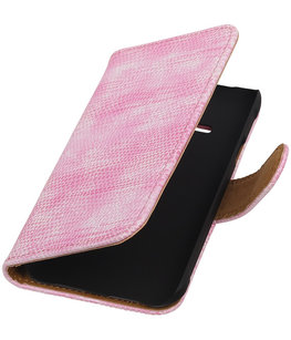 Hoesje voor Samsung Galaxy J1 Ace - Mini Slang Roze Booktype Wallet Hoesje voor Samsung Galaxy J1 Ace - Mini Slang Roze Booktype Wallet