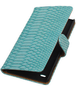 Hoesje voor Huawei Ascend Y550 - Slang Turquoise Booktype Wallet