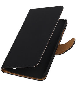 Hoesje voor Huawei Y625 - Effen Zwart Booktype Wallet Zwart