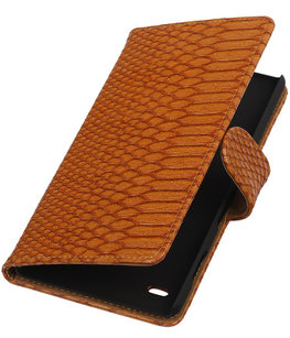 Hoesje voor Sony Xperia Z5 Compact - Slang Bruin Booktype Wallet