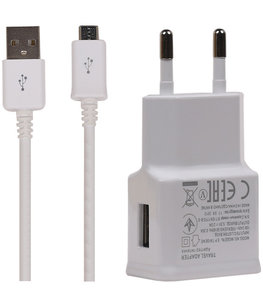 Micro USB 2.1 Ampere Telefoon Oplader en Kabel - Wit Micro USB 2.1 Ampere Telefoon Oplader en Kabel - Wit