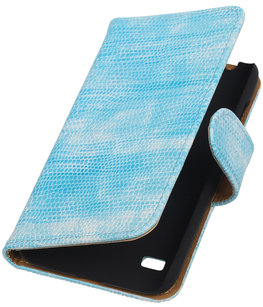 Hoesje voor Huawei Ascend Y550 Booktype Wallet Mini Slang Blauw