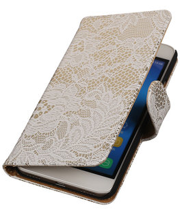 Hoesje voor Huawei Honor Y6 - Lace Wit Booktype Wallet Hoesje voor Huawei Honor Y6 - Lace Wit Booktype Wallet