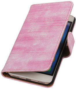 Hoesje voor Huawei Honor Y6 - Mini Slang Roze Booktype Wallet Hoesje voor Huawei Honor Y6 - Mini Slang Roze Booktype Wallet