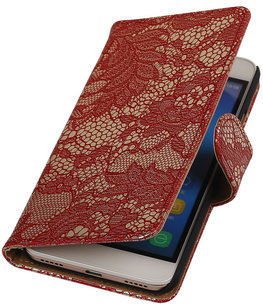 Huawei Honor Y6 - Lace Rood Booktype Wallet Hoesje Huawei Honor Y6 - Lace Rood Booktype Wallet Hoesje