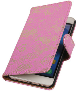 Huawei Honor Y6 - Lace Roze Booktype Wallet Hoesje Huawei Honor Y6 - Lace Roze Booktype Wallet Hoesje