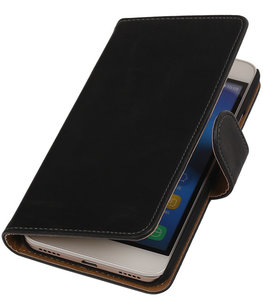 Zwart Pull-Up PU Hoesje voor Huawei Honor Y6 / 4A Booktype Wallet Cover Zwart Pull-Up PU Hoesje voor Huawei Honor Y6 / 4A Booktype Wallet Cover