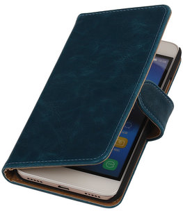 Blauw Pull-Up PU Hoesje Huawei Honor Y6 Booktype Wallet Cover Blauw Pull-Up PU Hoesje Huawei Honor Y6 Booktype Wallet Cover