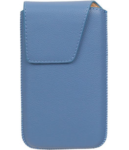 Universele Leder look insteekhoes/pouch Model 1 - Blauw Small