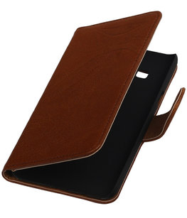Bruin Echt Leer Booktype Hoesje voor Samsung Galaxy On5 Wallet Cover
