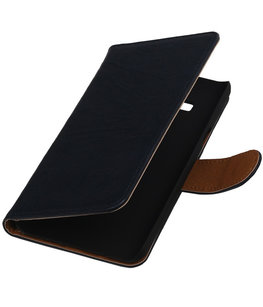 Donker Blauw Echt Leer Booktype Hoesje voor Samsung Galaxy On5 Wallet Cover