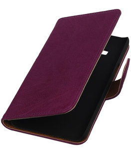 Paars Echt Leer Booktype Hoesje voor Samsung Galaxy On5 Wallet Cover