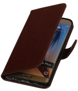 Bruin Smartphone TPU Booktype Hoesje voor Samsung Galaxy S6 Edge Plus Wallet Cover