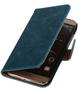 Blauw Pull-Up PU Hoesje voor Huawei G8 Booktype Wallet Cover